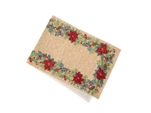 TAPESTRY TABLE RUNNER (POINSETTIA BORDER) (36")